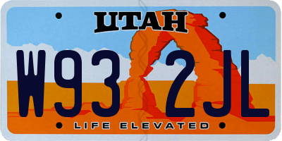 UT license plate W932JL