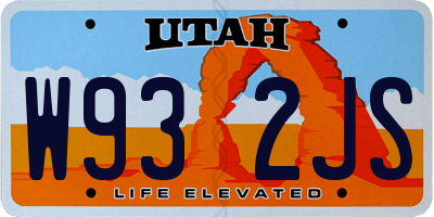 UT license plate W932JS