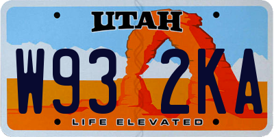UT license plate W932KA
