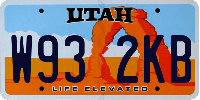 UT license plate W932KB
