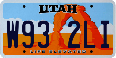 UT license plate W932LI
