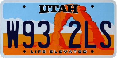 UT license plate W932LS