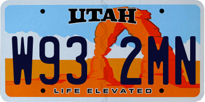 UT license plate W932MN