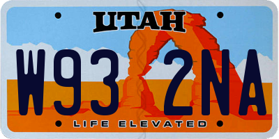 UT license plate W932NA