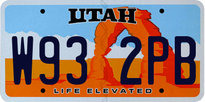 UT license plate W932PB