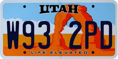 UT license plate W932PD