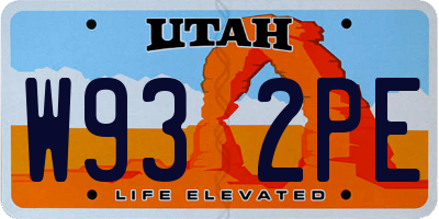 UT license plate W932PE