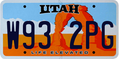UT license plate W932PG