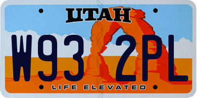 UT license plate W932PL