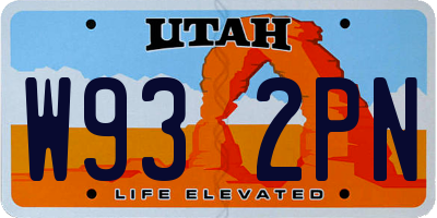 UT license plate W932PN