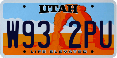UT license plate W932PU