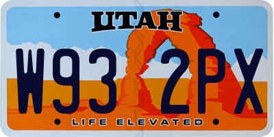 UT license plate W932PX
