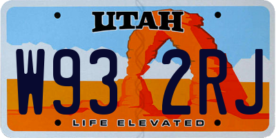 UT license plate W932RJ