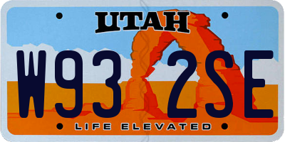 UT license plate W932SE