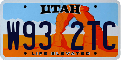 UT license plate W932TC