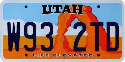 UT license plate W932TD