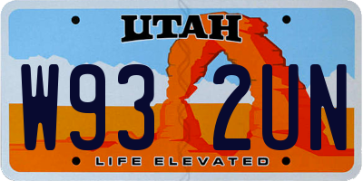 UT license plate W932UN