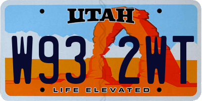UT license plate W932WT