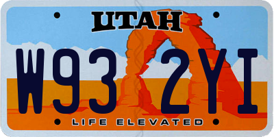 UT license plate W932YI