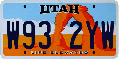UT license plate W932YW