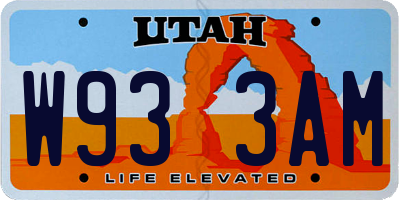 UT license plate W933AM