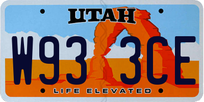 UT license plate W933CE
