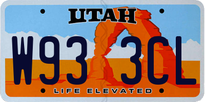UT license plate W933CL