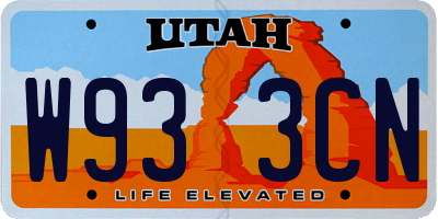 UT license plate W933CN