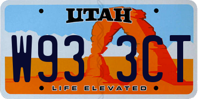 UT license plate W933CT