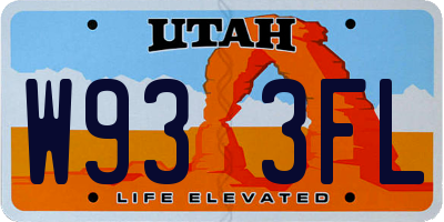 UT license plate W933FL