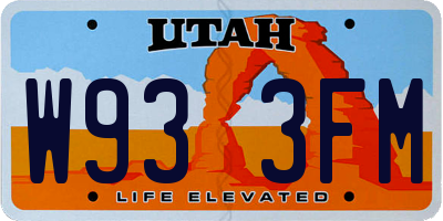 UT license plate W933FM