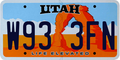 UT license plate W933FN