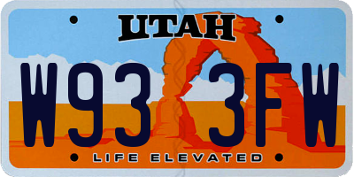 UT license plate W933FW