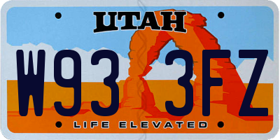 UT license plate W933FZ