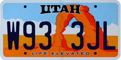 UT license plate W933JL