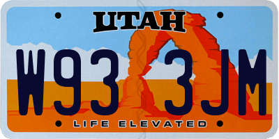 UT license plate W933JM