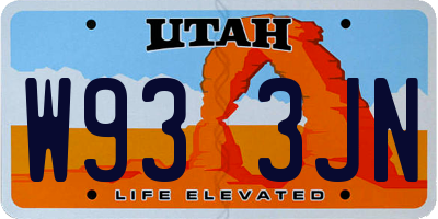 UT license plate W933JN