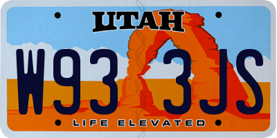 UT license plate W933JS