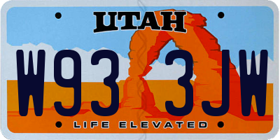 UT license plate W933JW