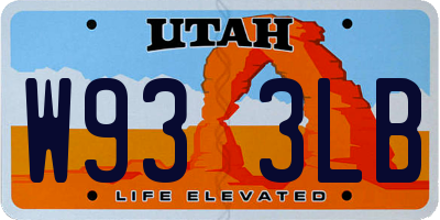 UT license plate W933LB