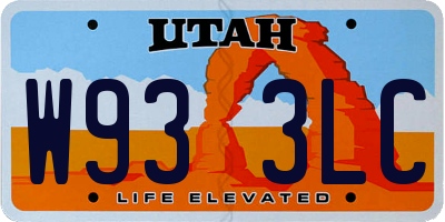 UT license plate W933LC
