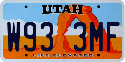 UT license plate W933MF