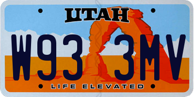 UT license plate W933MV