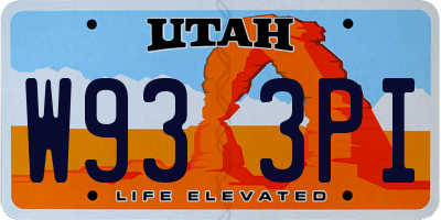 UT license plate W933PI