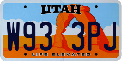 UT license plate W933PJ