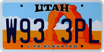 UT license plate W933PL