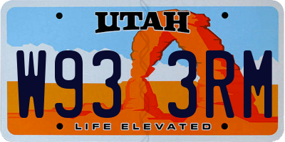 UT license plate W933RM