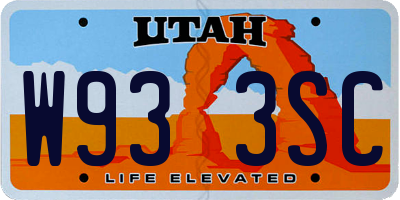 UT license plate W933SC