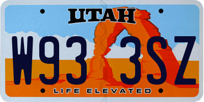 UT license plate W933SZ