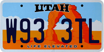 UT license plate W933TL
